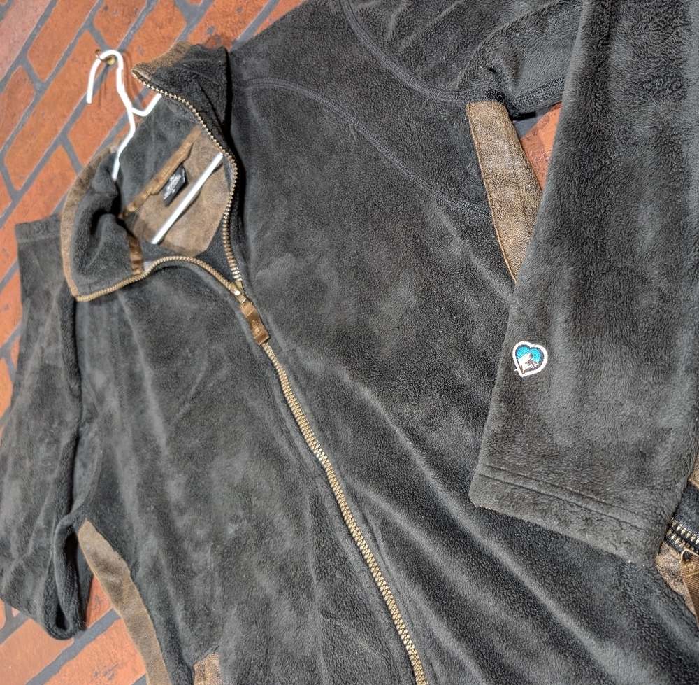 Kuhl Advokat Women's M Black Full-Zip Fleece‎ with Vegan Leather Accents - Picture 2 of 13